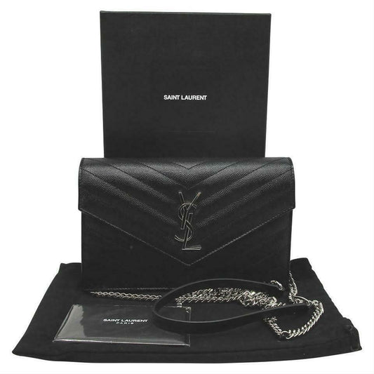 Saint Laurent Chain Wallet Envelope Woc Monogram Black Leather Cross Body Bag - image 2