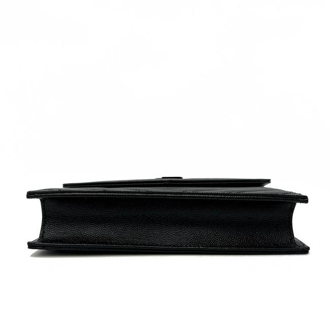 Saint Laurent Chain Wallet Grain De Poudre Matelasse Chevron Monogram Black Leather Cross Body Bag - image 8
