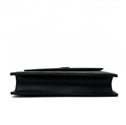 Saint Laurent Chain Wallet Grain De Poudre Matelasse Chevron Monogram Black Leather Cross Body Bag - image 8