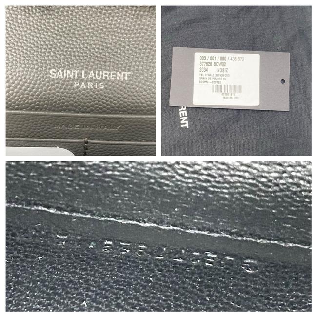 Saint Laurent Chain Wallet Grain De Poudre Matelasse Chevron Monogram Grey Leather Cross Body Bag - image 12