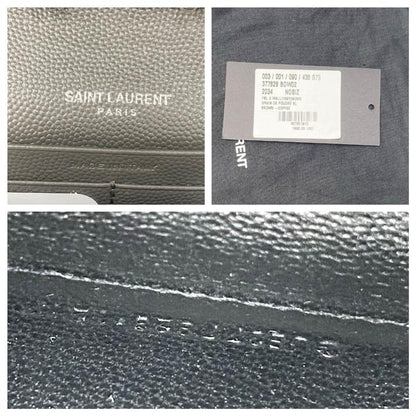 Saint Laurent Chain Wallet Grain De Poudre Matelasse Chevron Monogram Grey Leather Cross Body Bag - image 12