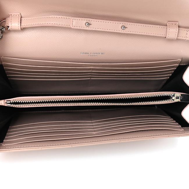 Saint Laurent Chain Wallet Grain De Poudre Matelasse Chevron Monogram Pale Pink Leather Shoulder Bag - image 4