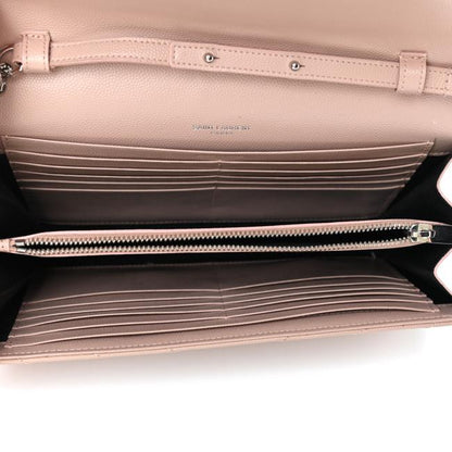 Saint Laurent Chain Wallet Grain De Poudre Matelasse Chevron Monogram Pale Pink Leather Shoulder Bag - image 4