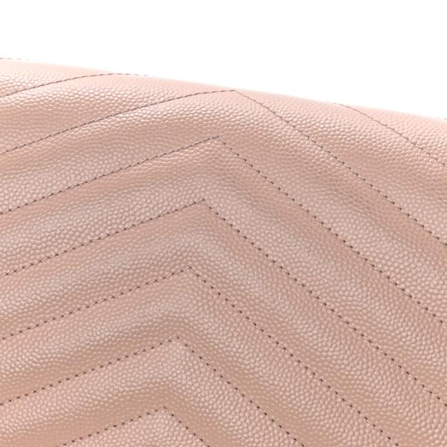 Saint Laurent Chain Wallet Grain De Poudre Matelasse Chevron Monogram Pale Pink Leather Shoulder Bag - image 5