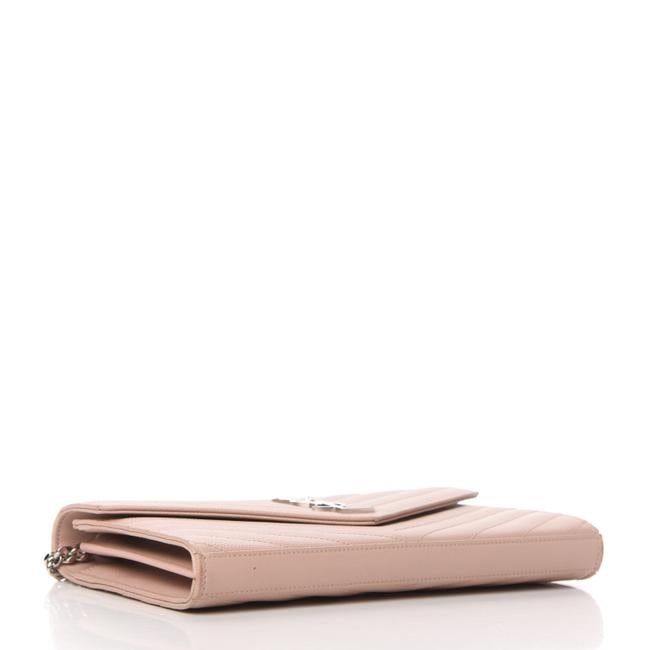 Saint Laurent Chain Wallet Grain De Poudre Matelasse Chevron Monogram Pale Pink Leather Shoulder Bag - image 4