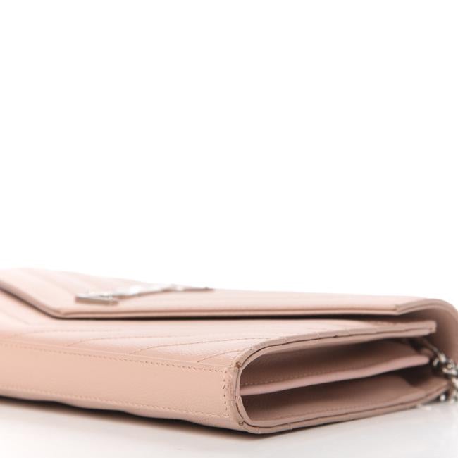 Saint Laurent Chain Wallet Grain De Poudre Matelasse Chevron Monogram Pale Pink Leather Shoulder Bag - image 5