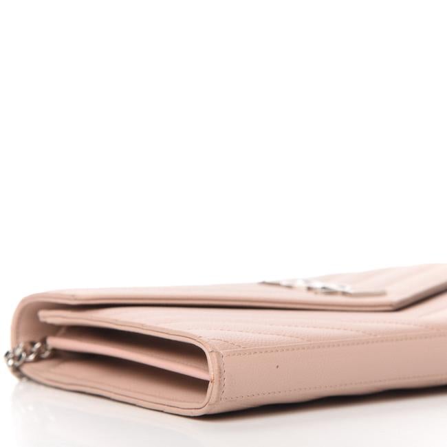 Saint Laurent Chain Wallet Grain De Poudre Matelasse Chevron Monogram Pale Pink Leather Shoulder Bag - image 6