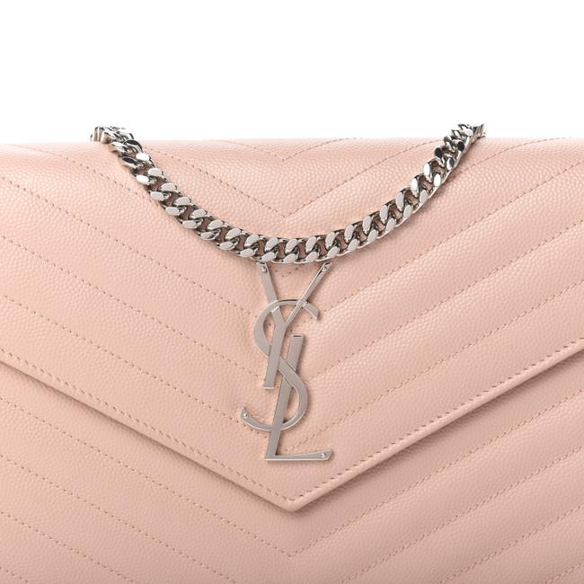 Saint Laurent Chain Wallet Grain De Poudre Matelasse Chevron Monogram Pale Pink Leather Shoulder Bag - image 8
