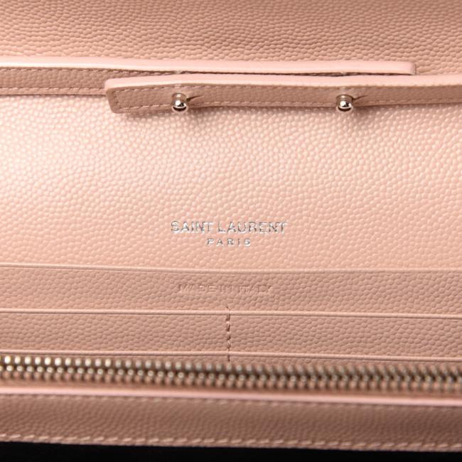Saint Laurent Chain Wallet Grain De Poudre Matelasse Chevron Monogram Pale Pink Leather Shoulder Bag - image 9