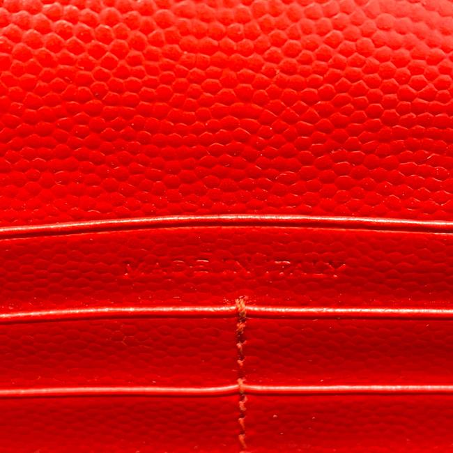 Saint Laurent Chain Wallet Grain De Poudre Matelasse Chevron Monogram Red Leather Shoulder Bag - image 9