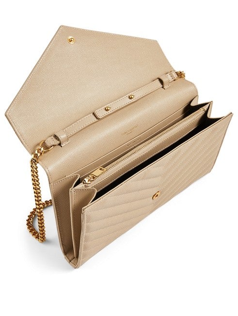Saint Laurent Chain Wallet Grain De Poudre Matelasse Monogram Beige Leather Cross Body Bag - photo 2