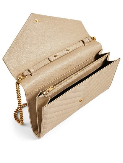 Saint Laurent Chain Wallet Grain De Poudre Matelasse Monogram Beige Leather Cross Body Bag - photo 2