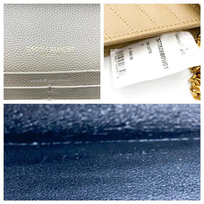 Saint Laurent Chain Wallet Grain De Poudre Matelasse Monogram Beige Leather Cross Body Bag - photo 11