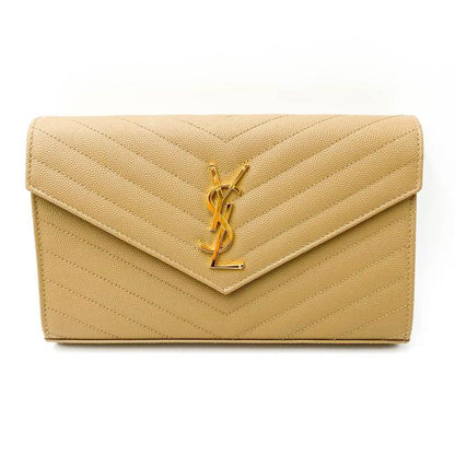 Saint Laurent Chain Wallet Grain De Poudre Matelasse Monogram Beige Leather Cross Body Bag - photo 5
