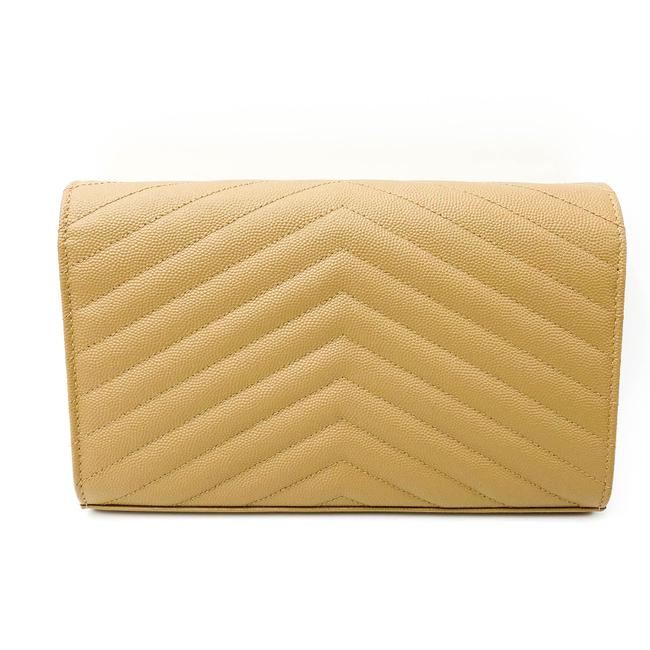 Saint Laurent Chain Wallet Grain De Poudre Matelasse Monogram Beige Leather Cross Body Bag - photo 6