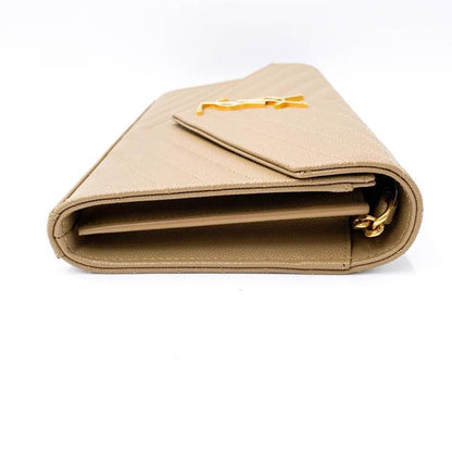 Saint Laurent Chain Wallet Grain De Poudre Matelasse Monogram Beige Leather Cross Body Bag - photo 8