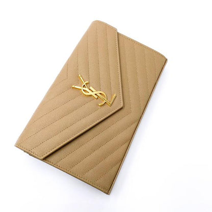 Saint Laurent Chain Wallet Grain De Poudre Matelasse Monogram Beige Leather Cross Body Bag - photo 9