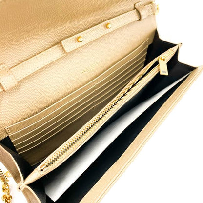 Saint Laurent Chain Wallet Grain De Poudre Matelasse Monogram Beige Leather Cross Body Bag - photo 10