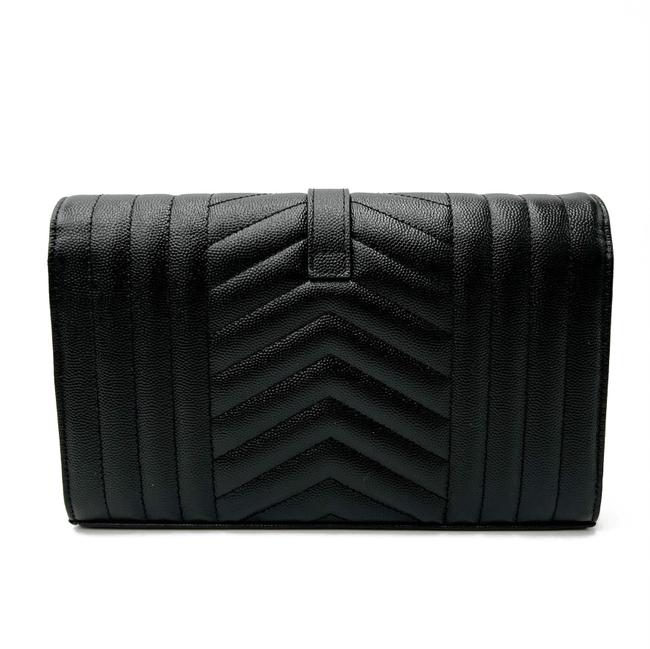 Saint Laurent Chain Wallet Grain De Poudre Mixed Matelasse Triquilt Monogram Black Leather Shoulder Bag - image 5