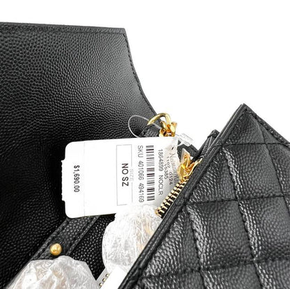 Saint Laurent Chain Wallet Grain De Poudre Mixed Matelasse Triquilt Monogram Black Leather Shoulder Bag - image 8