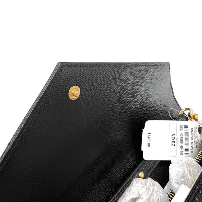 Saint Laurent Chain Wallet Grain De Poudre Mixed Matelasse Triquilt Monogram Black Leather Shoulder Bag - image 9