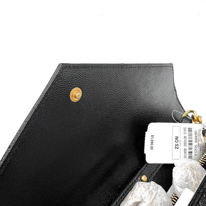 Saint Laurent Chain Wallet Grain De Poudre Mixed Matelasse Triquilt Monogram Black Leather Shoulder Bag - image 9