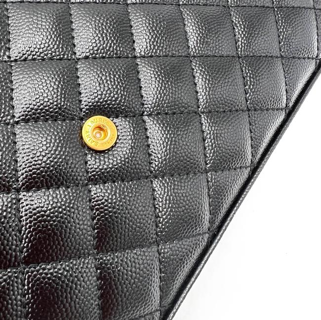 Saint Laurent Chain Wallet Grain De Poudre Mixed Matelasse Triquilt Monogram Black Leather Shoulder Bag - image 10