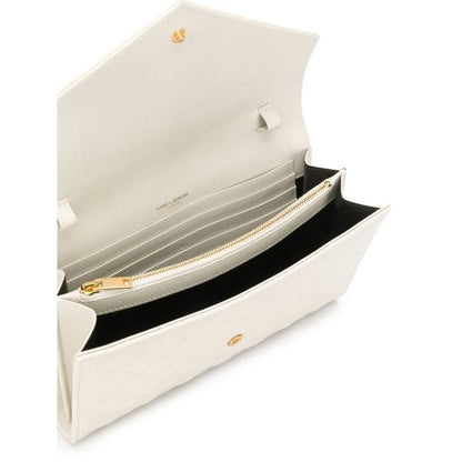 Saint Laurent Chain Wallet Grain De Poudre Mixed Matelasse Triquilt Crema White Leather Shoulder Bag - image 3
