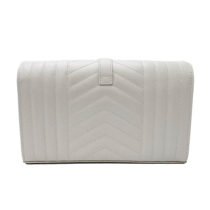 Saint Laurent Chain Wallet Grain De Poudre Mixed Matelasse Triquilt Crema White Leather Shoulder Bag - image 7