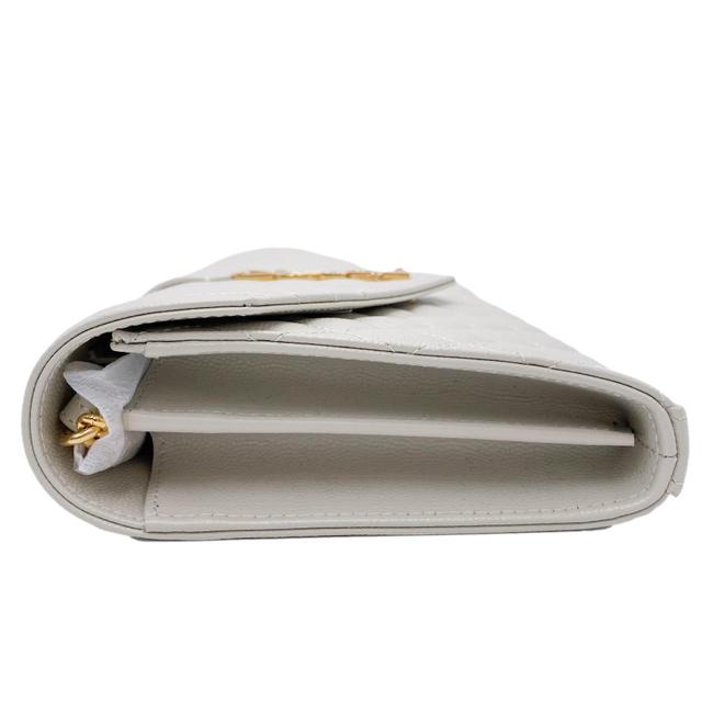 Saint Laurent Chain Wallet Grain De Poudre Mixed Matelasse Triquilt Crema White Leather Shoulder Bag - image 9
