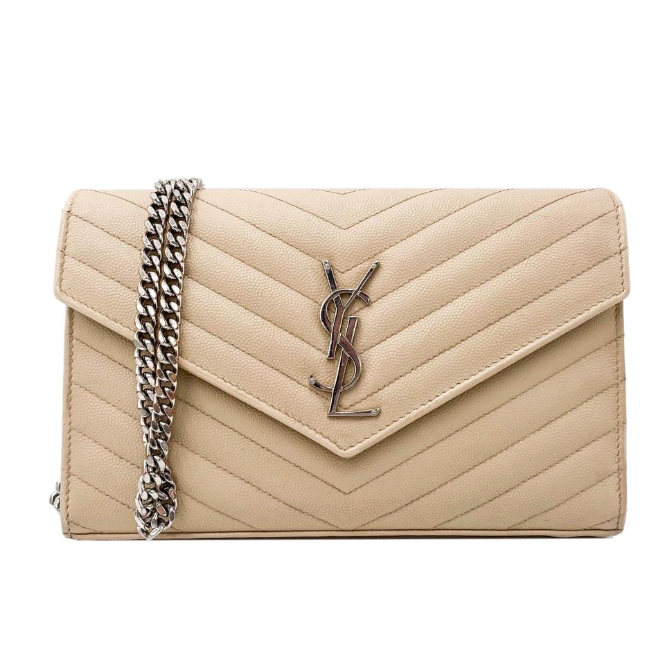 Saint Laurent Chain Wallet Medium Woc Monogram Beige Leather Cross Body Bag - photo 1