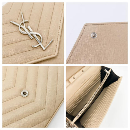 Saint Laurent Chain Wallet Medium Woc Monogram Beige Leather Cross Body Bag - photo 12