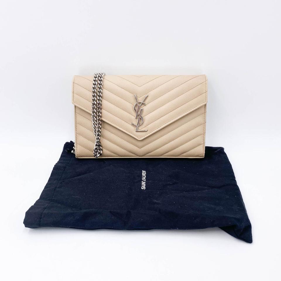 Saint Laurent Chain Wallet Medium Woc Monogram Beige Leather Cross Body Bag - photo 3