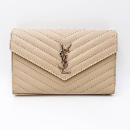 Saint Laurent Chain Wallet Medium Woc Monogram Beige Leather Cross Body Bag - photo 4