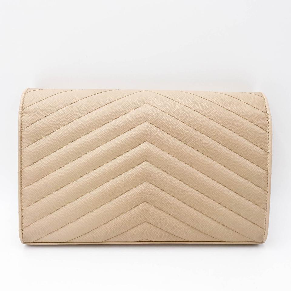 Saint Laurent Chain Wallet Medium Woc Monogram Beige Leather Cross Body Bag - photo 5