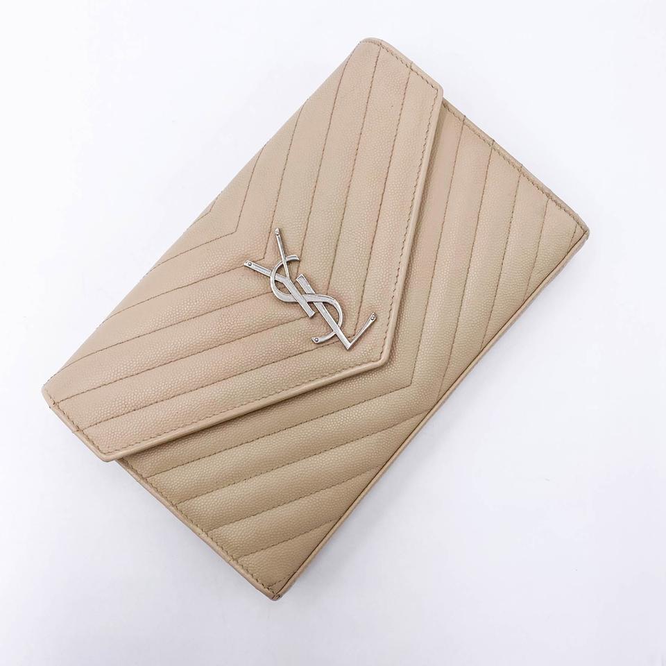 Saint Laurent Chain Wallet Medium Woc Monogram Beige Leather Cross Body Bag - photo 9