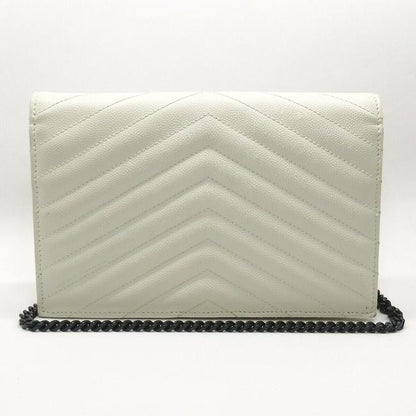 Saint Laurent Chain Wallet Monogram Envelope Grain De Poudre Matelasse Chevron Dove White Leather Shoulder Bag - image 2