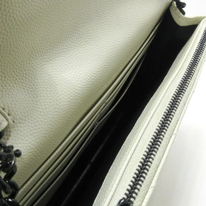 Saint Laurent Chain Wallet Monogram Envelope Grain De Poudre Matelasse Chevron Dove White Leather Shoulder Bag - image 4