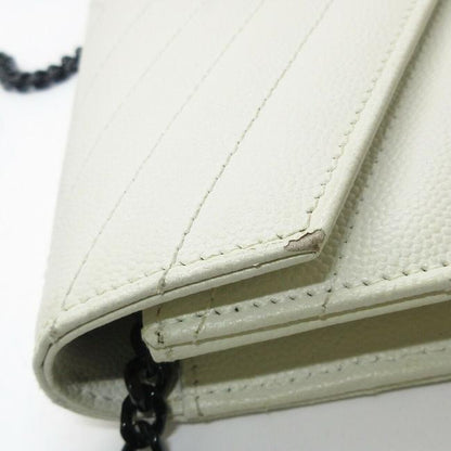 Saint Laurent Chain Wallet Monogram Envelope Grain De Poudre Matelasse Chevron Dove White Leather Shoulder Bag - image 6