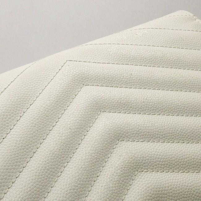 Saint Laurent Chain Wallet Monogram Envelope Grain De Poudre Matelasse Chevron Dove White Leather Shoulder Bag - image 8
