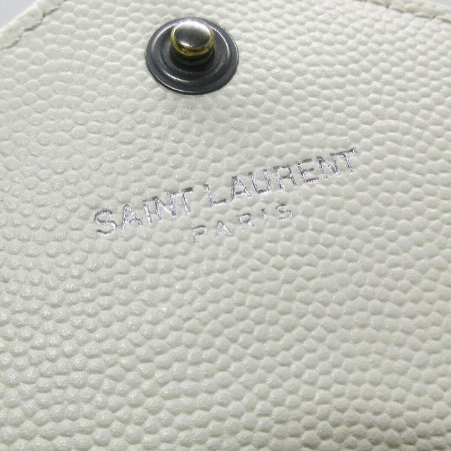 Saint Laurent Chain Wallet Monogram Envelope Grain De Poudre Matelasse Chevron Dove White Leather Shoulder Bag - image 9