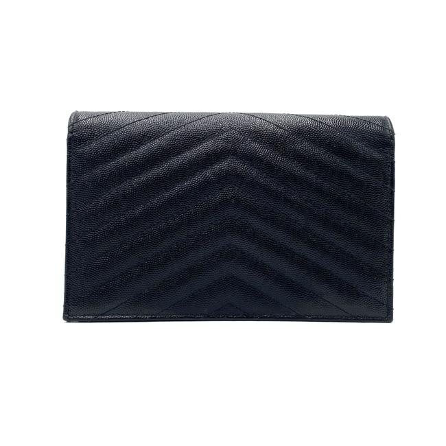 Saint Laurent Chain Wallet Monogram Envelope Grain De Poudre Matelasse Chevron Woc Black Leather Shoulder Bag - image 5