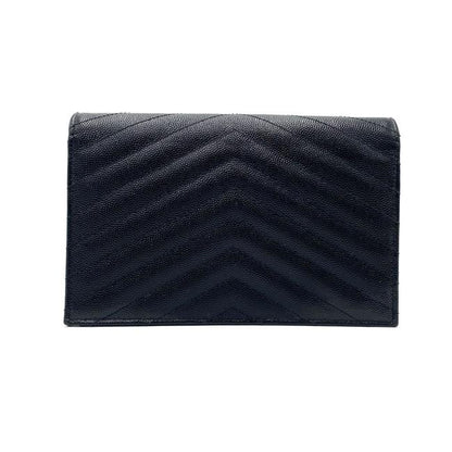 Saint Laurent Chain Wallet Monogram Envelope Grain De Poudre Matelasse Chevron Woc Black Leather Shoulder Bag - image 5