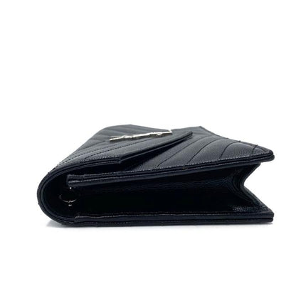 Saint Laurent Chain Wallet Monogram Envelope Grain De Poudre Matelasse Chevron Woc Black Leather Shoulder Bag - image 6