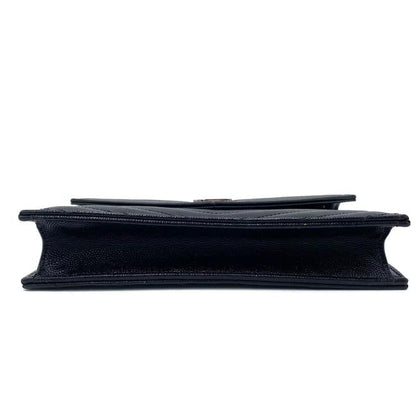 Saint Laurent Chain Wallet Monogram Envelope Grain De Poudre Matelasse Chevron Woc Black Leather Shoulder Bag - image 7