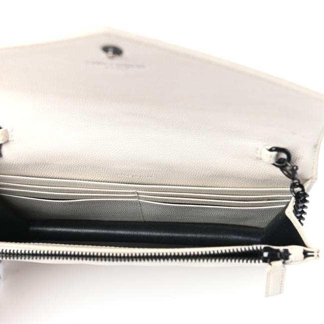 Saint Laurent Chain Wallet Monogram Envelope Grain De Poudre Matelasse Chevron Woc Dove White Leather Shoulder Bag - image 5