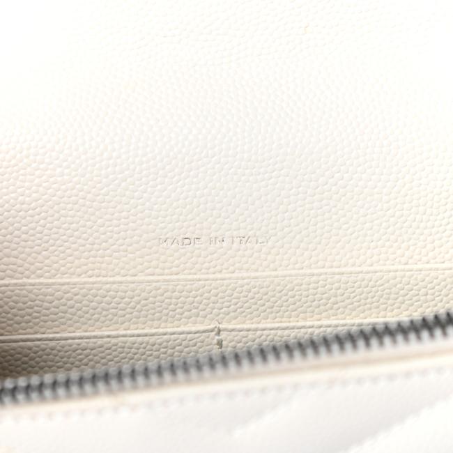 Saint Laurent Chain Wallet Monogram Envelope Grain De Poudre Matelasse Chevron Woc Dove White Leather Shoulder Bag - image 6