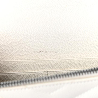 Saint Laurent Chain Wallet Monogram Envelope Grain De Poudre Matelasse Chevron Woc Dove White Leather Shoulder Bag - image 6