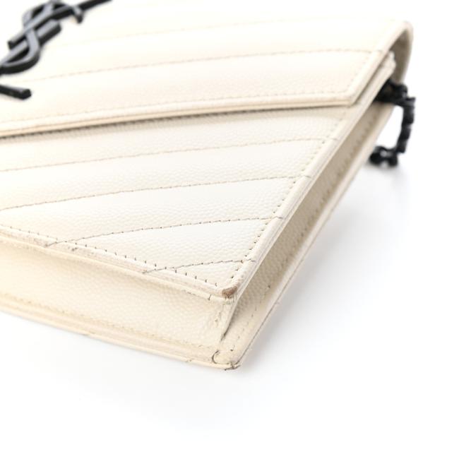 Saint Laurent Chain Wallet Monogram Envelope Grain De Poudre Matelasse Chevron Woc Dove White Leather Shoulder Bag - image 8