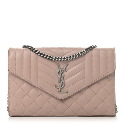 Saint Laurent Chain Wallet Monogram Envelope Tri-quilt Beige Sheepskin Leather Shoulder Bag - image 1